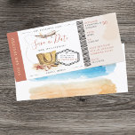 Boarding Pass Überraschung Zielort Geburtstagspart<br><div class="desc">Ein moderner Boarding Pass Destination Sandstrand Geburtstag Einladung. Eine lustige Destination individuelle Einladung können Sie einfach Ihre Überraschungsdetails Party hinzufügen.</div>