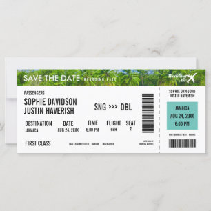 Boarding Pass Vintag Beach Save the Date