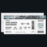 Boarding Pass Vintage Berge Save the Date<br><div class="desc">Holen Sie Ihre Gäste in den Himmel mit diesem Mod Boarding Pass rett-the-date inspiriert von den Fluggesellschaften der Vergangenheit. Ihre Freunde und Verwandten werden sich für Ihre bevorstehende Strandhochzeit begeistern, wenn sie diese kreative und einzigartige Ankündigung erhalten, die von Ihnen personalisiert wird. Benötigen Sie Hilfe bei Farbe, Layout oder Anpassung?...</div>