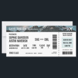 Boarding Pass Vintage Berge Save the Date<br><div class="desc">Holen Sie Ihre Gäste in den Himmel mit diesem Mod Boarding Pass rett-the-date inspiriert von den Fluggesellschaften der Vergangenheit. Ihre Freunde und Verwandten werden sich für Ihre bevorstehende Strandhochzeit begeistern, wenn sie diese kreative und einzigartige Ankündigung erhalten, die von Ihnen personalisiert wird. Benötigen Sie Hilfe bei Farbe, Layout oder Anpassung?...</div>