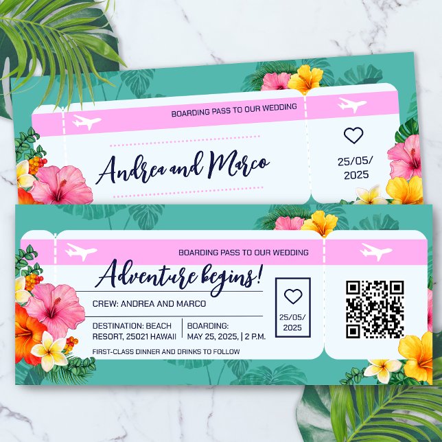 Boarding Pass Wedding Einladung Zielort (Boarding Pass Wedding Invitation Destination)