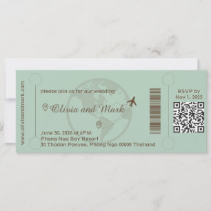 Boarding Pass Weditation - Sage & Beige Einladung