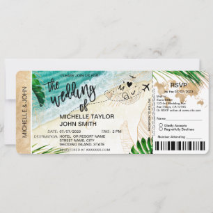 Boarding Pass World Map Tropical Island UAWG Einladung