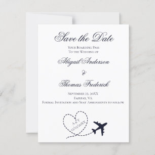 Boarding Pass Zielflugzeug Herzhochzeit Save The Date