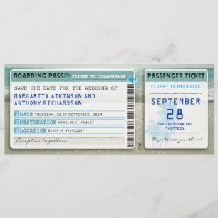 Boarding passieren Save the Date Tickets mit Meere