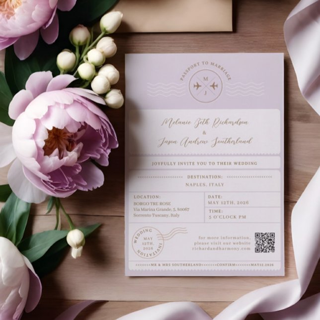 Boarding Passport Ticket Hochzeit in Urlaubsort Einladung (Boarding Passport Ticket Destination Travel Theme Invitation)