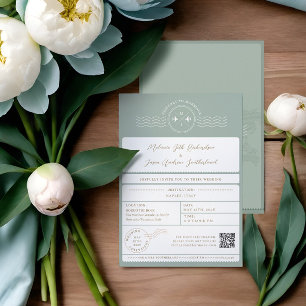 Boarding Passport Ticket Hochzeit in Urlaubsort Einladung