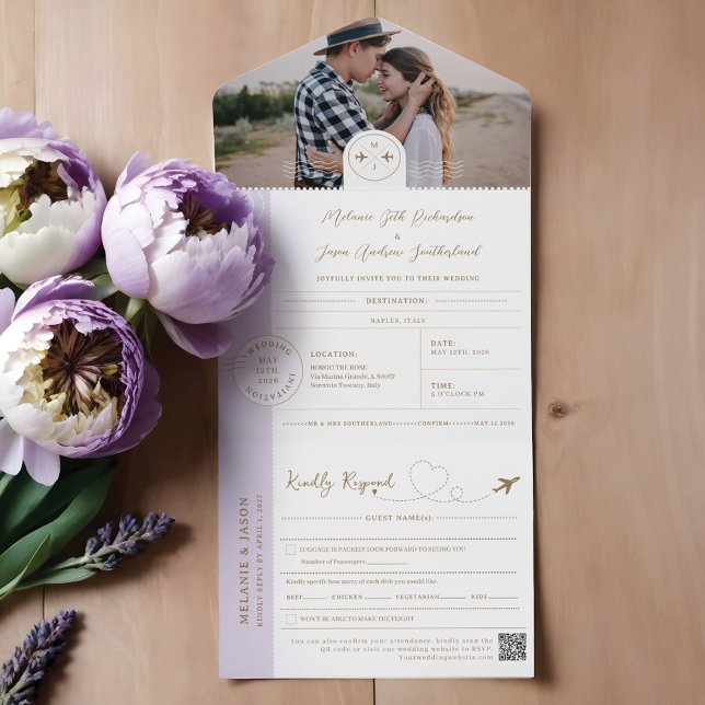 Boarding-Passport-Ticket Reiseziel Thema All In One Einladung (Boarding Passport Ticket Destination Travel Theme All In One Invitation)