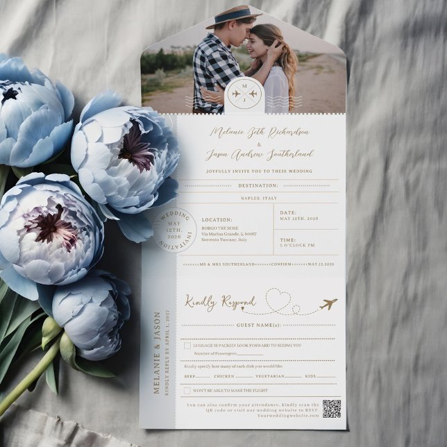 Boarding-Passport-Ticket Reiseziel Thema All In One Einladung (Boarding Passport Ticket Destination Travel Theme All In One Invitation)