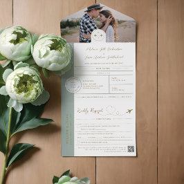 Boarding-Passport-Ticket Reiseziel Thema All In One Einladung