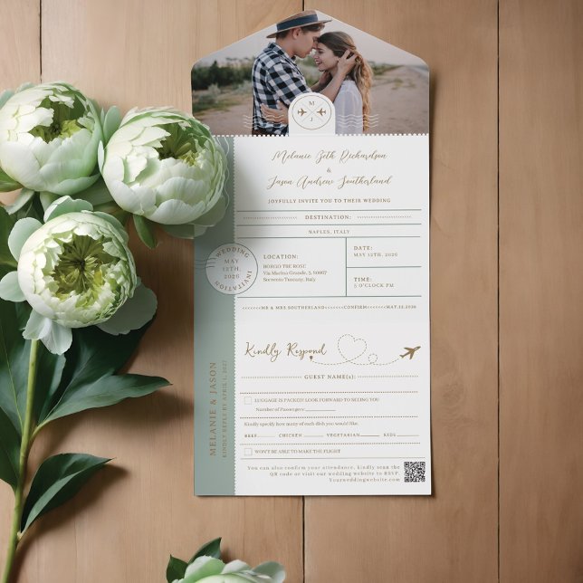 Boarding-Passport-Ticket Reiseziel Thema All In One Einladung (Boarding Passport Ticket Destination Travel Theme All In One Invitation)