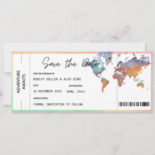 Boarding-Ticket Save the Date mit Foto Einladung