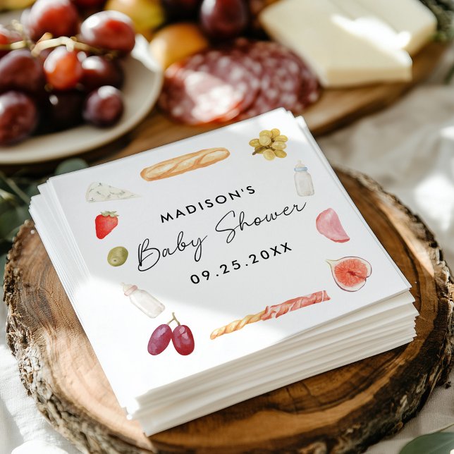 Boards and Bottles Charcuterie Baby Shower Serviette (Von Creator hochgeladen)