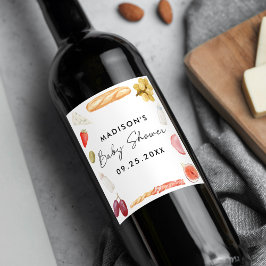 Boards and Bottles Charcuterie Baby Shower Weinetikett