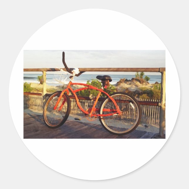 Boardwalk Bike Runder Aufkleber (Vorderseite)