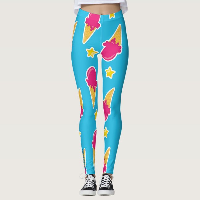 Boardwalk Bliss: Ice Cream & Stars Leggings (Vorderseite)
