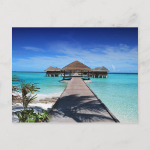 Boardwalk, Dock to Cabanas, Strand, Ozean, Malediv Postkarte