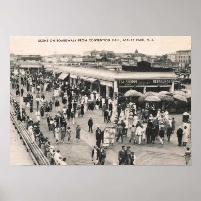 Boardwalk Scene, Asbury Park, NJ 1930er Vintag Poster (Vorne)