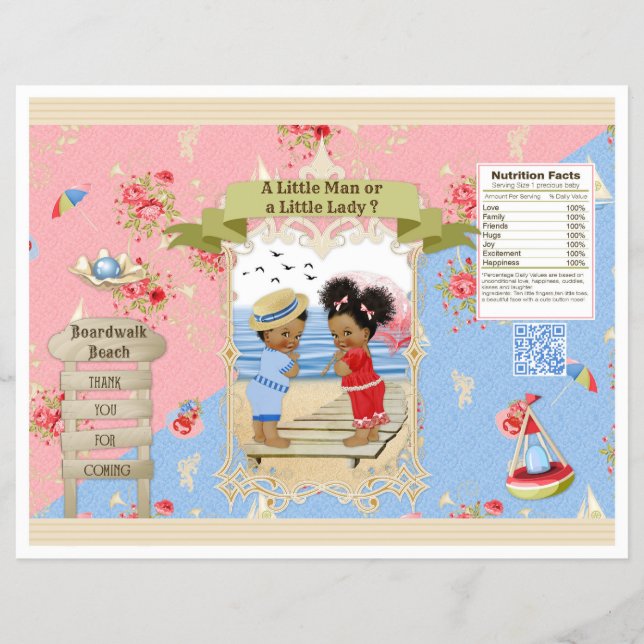 Boardwalk Victoriana Beach Gender Reveal Chip Bag Flyer (Vorne)