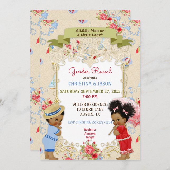 Boardwalk Victoriana Beach Summer Gender Reveal Einladung (Vorne/Hinten)