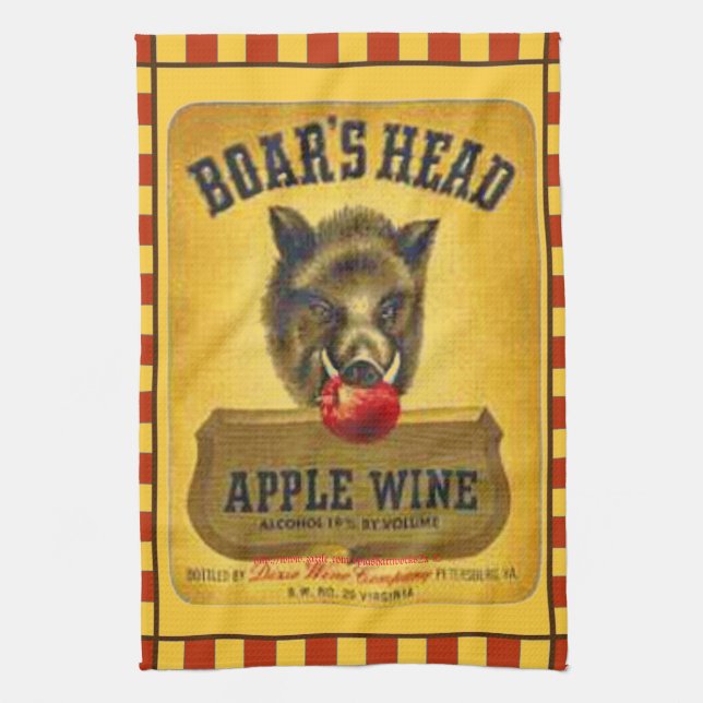 "Boar's Head~Apple Wine Label aus den 40er Jahren" Handtuch (Vertikal)