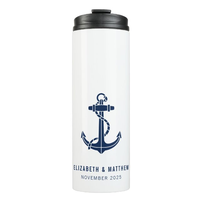 Boat Anchor Beach Wedding Custom Swag Thermosbecher (Vorderseite)