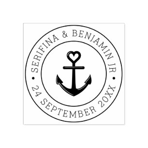 Boat Anchor Romantic Nautical Wedding Round Gummistempel