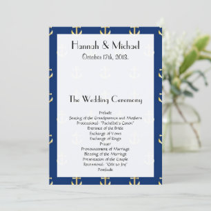 Boat Anchor, Ship Anchor, Sea Anchor, Wedding Programm