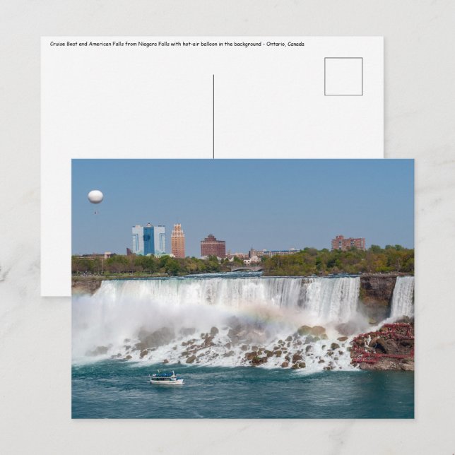 Boat and American Falls from Niagara Falls Postkarte (Vorne/Hinten)