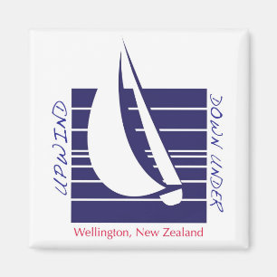 Boat Blue Square_UpDown Wellington Magnet
