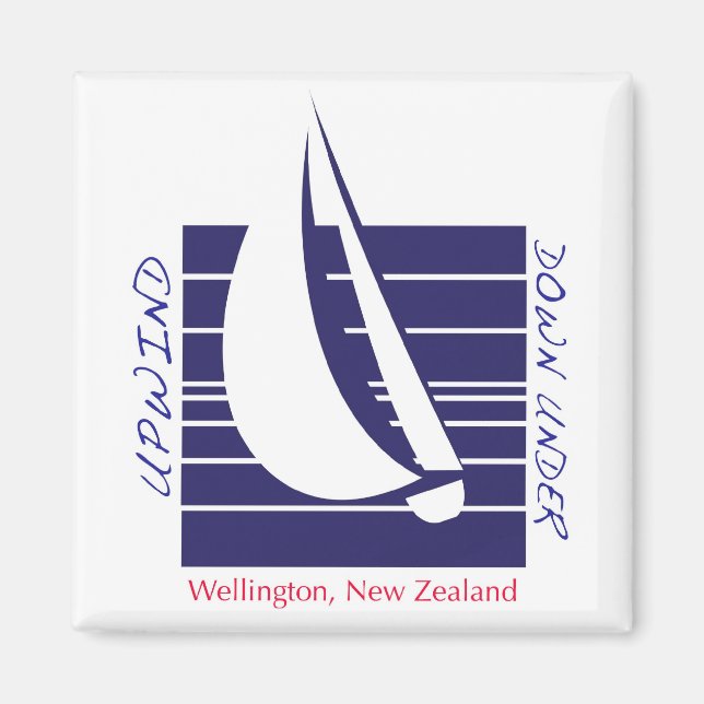 Boat Blue Square_UpDown Wellington Magnet (Vorne)