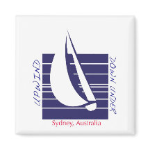 Boat Blue Square_UpDownSydney Magnet