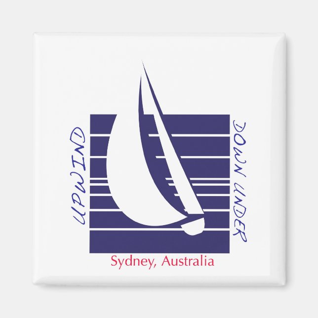 Boat Blue Square_UpDownSydney Magnet (Vorne)