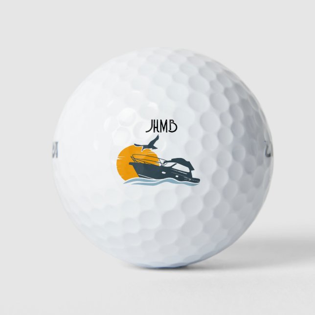 Boat Boater Boating Monogram Art Golfball (Vorderseite)