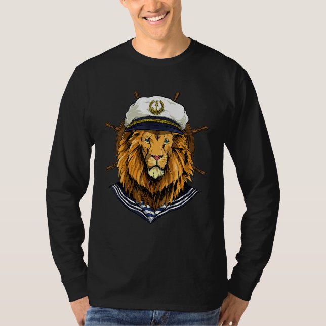 Boat Captain Lion Boat  Boat Owners Sailor Lion T-Shirt (Vorderseite)