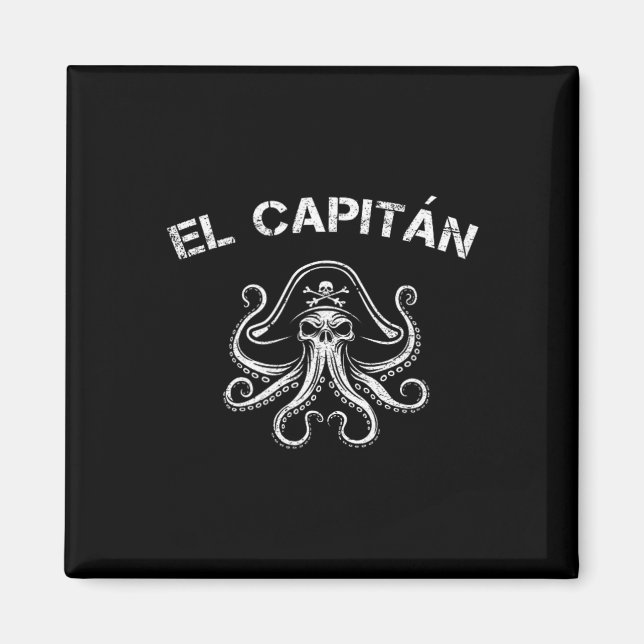 Boat Captain Pontoon Octopus Pirate Nautical Men E Magnet (Vorne)