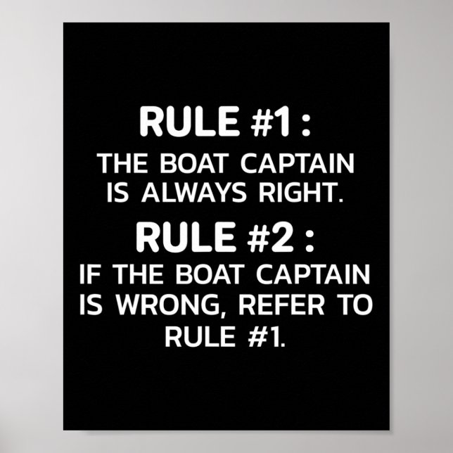 Boat Captain Rules Funny Boating  Poster (Vorne)