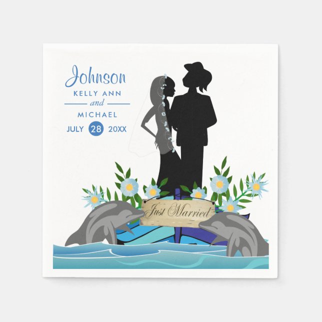 Boat Dolphin Wedding Serviette (Vorderseite)