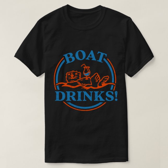 Boat Drinks!_quot_ Niedlich _amp_ Funny Otter Drin T-Shirt (Design vorne)