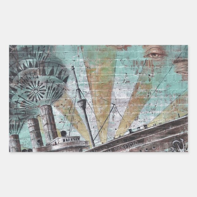 Boat Graffiti Rechteckiger Aufkleber (Vorderseite)