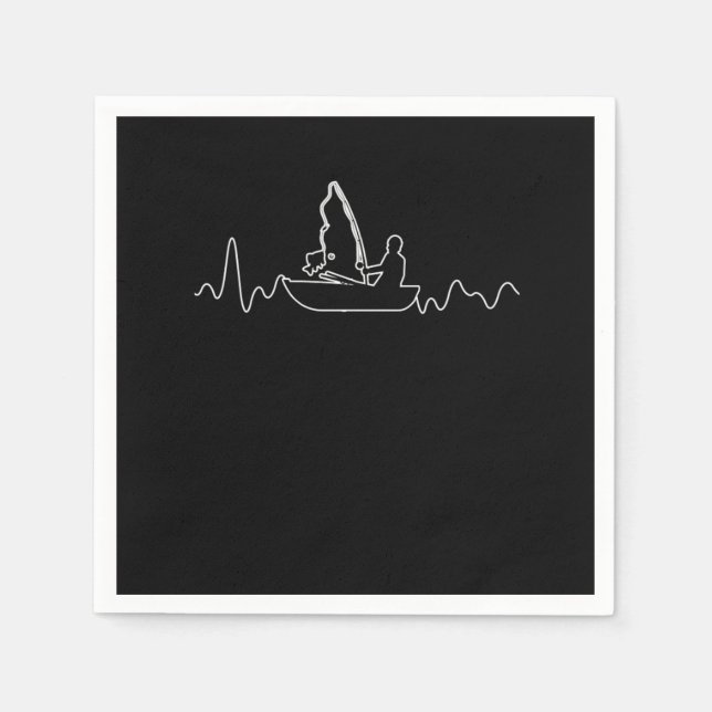 Boat Heart Rate Fishing Boating Heartbeat Gift Serviette (Vorderseite)