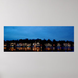 Boat House Row Nightscape Panoramafoto Poster