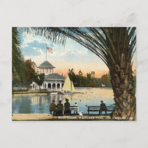 Boat House, Westlake Park Los Angeles 1914 Vintag Postkarte