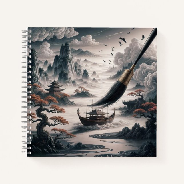  Boat landscape ocean view poetic  art Notizbuch (Vorderseite)