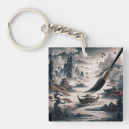 Boat landscape ocean view poetic art Schlüsselanhänger