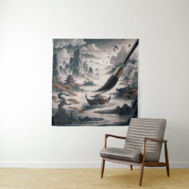 Boat landscape ocean view poetic art Wandteppich