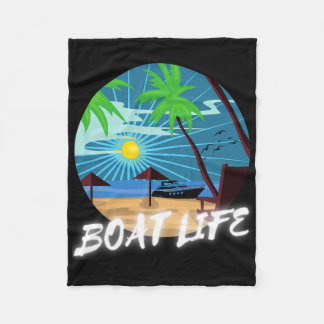 Boat Life Palm Tree Retro Beach Sunset Family Vaca Fleecedecke