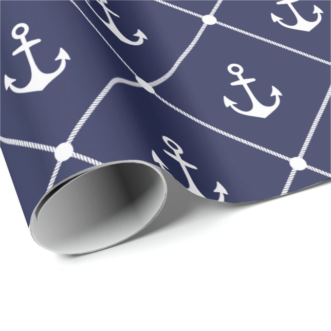 Boat Lover Nautical Anchor Rope Coasttern Muster Geschenkpapier (Rolleneckpunkt)