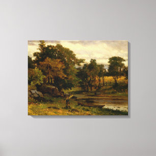 Boat Moyed Near Stream - Edward Banister - c1879 Leinwanddruck