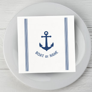 Boat or Family Name Vintage Anchor Rope Stripes Serviette